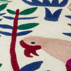 Die Wildwoods Hand bestickt Wolle Boden Wand Teppich Wandteppich-handmade Suzani Tier Vögel Dschungel Wildlife Kinder Kindergarten Kleinkind Kinder werfen Bild 9