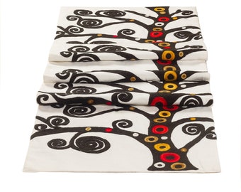 The Tamarind Hand Embroidered Cotton Linen Table Runner-Handmade Suzani Event Wedding Indian Napkin Placemat Set Large Long Tree Of Life