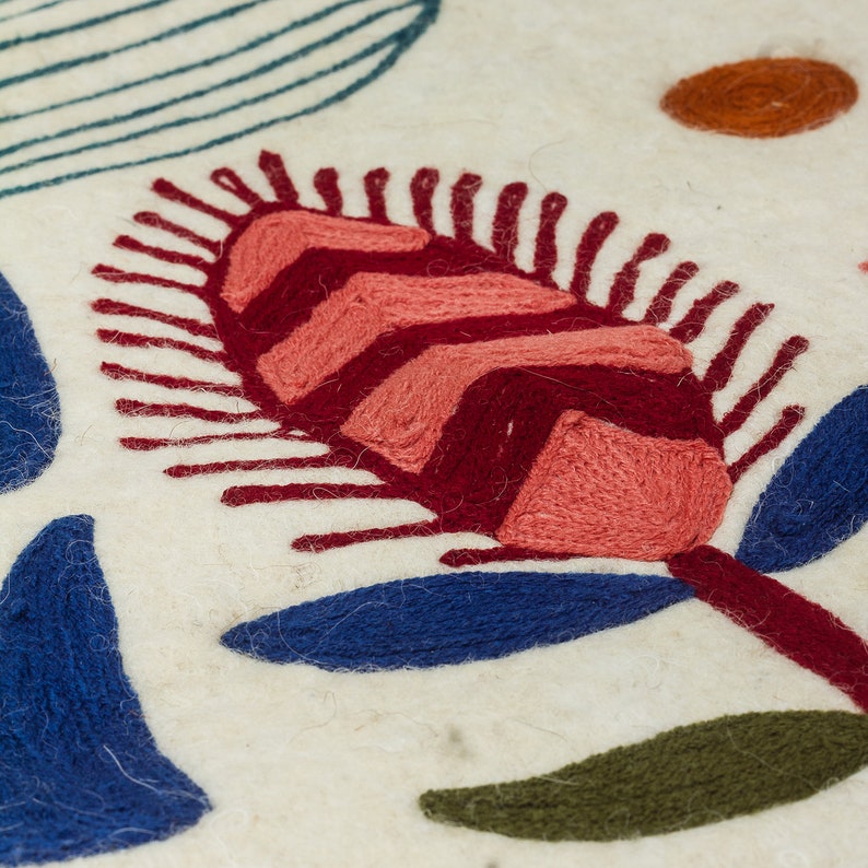 Die Wildwoods Hand bestickt Wolle Boden Wand Teppich Wandteppich-handmade Suzani Tier Vögel Dschungel Wildlife Kinder Kindergarten Kleinkind Kinder werfen Bild 8