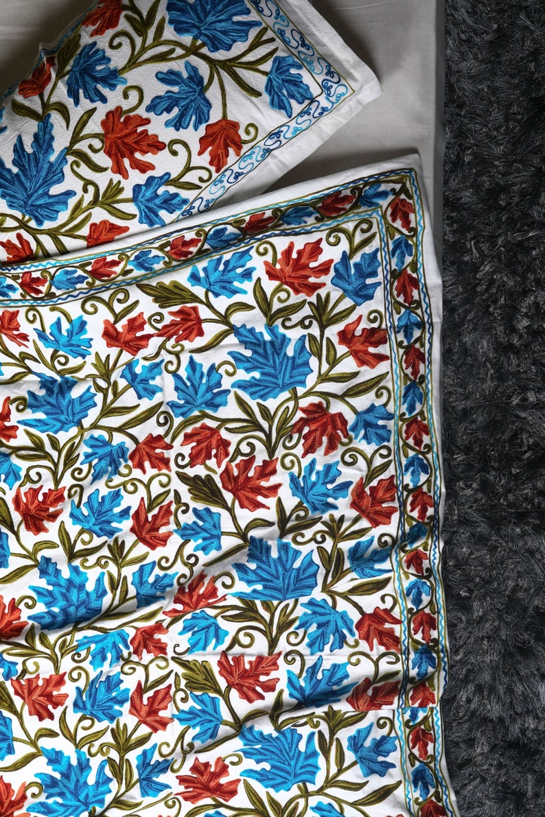 The Impulse Hand Embroidered Cotton Linen Customizable Duvet Cover Flat Sheet Pillowcase Set-Handmade US Uk EU AU Suzani King Full Twin Xl image 1