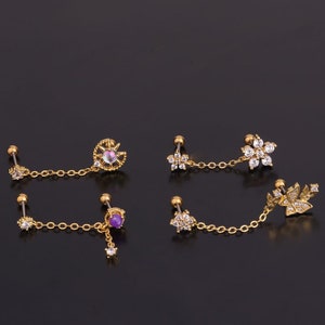 Gold earrings chain designs deals