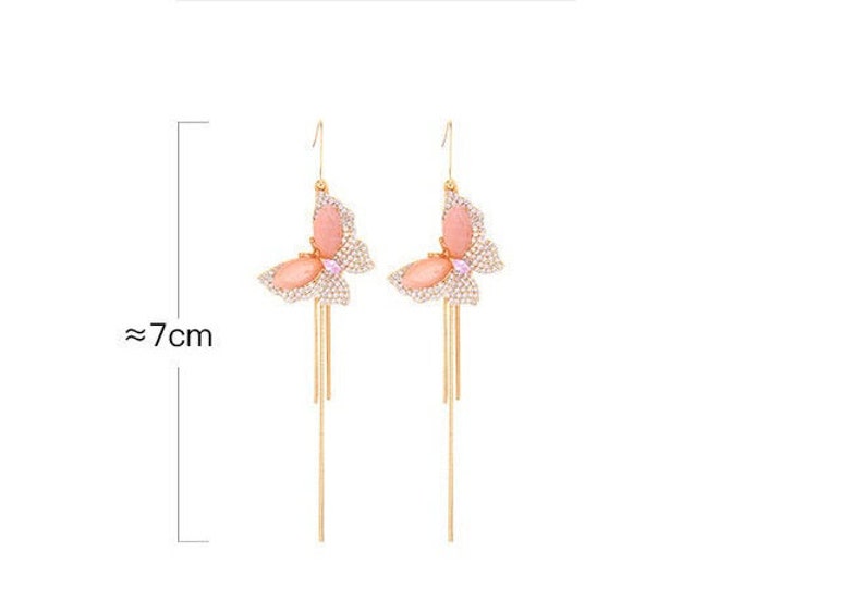 Butterfly Dangle Earrings Korean Earrings Korean Jewelry Dainty Earrings Butterfly Tassel Earrings Gift for Her