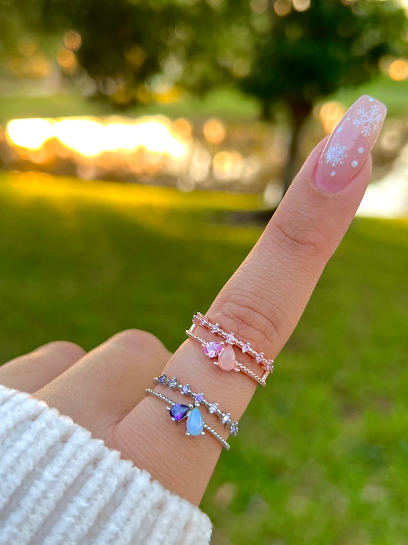 Promise Rings Korean Rings Cluster Rings Adjustable Rings Etsy