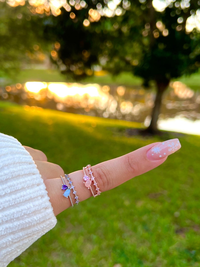 Promise Rings Korean Rings Cluster Rings Adjustable Rings Etsy