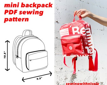 mini backpack pattern, digital backpack pattern for sewing, backpack pattern, PDF sewing Pattern