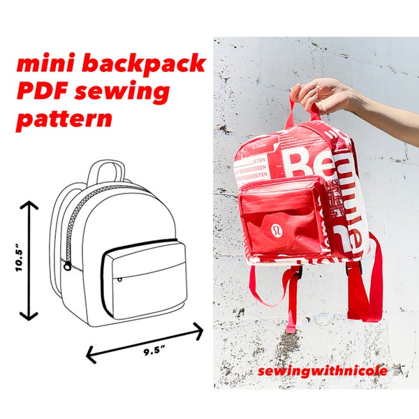 mini backpack pattern, digital backpack pattern for sewing, backpack pattern, PDF sewing Pattern