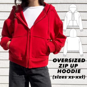 Perfect Oversized Zip Up Hoodie Sewing Pattern, Hoodie Digital Sewing Pattern