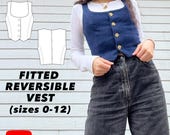 Fitted Reversible Vest PDF Sewing Pattern, Sizes 0-12, Digital Sewing Patterns for Women, Beginner Sewing Pattern, Instant Download