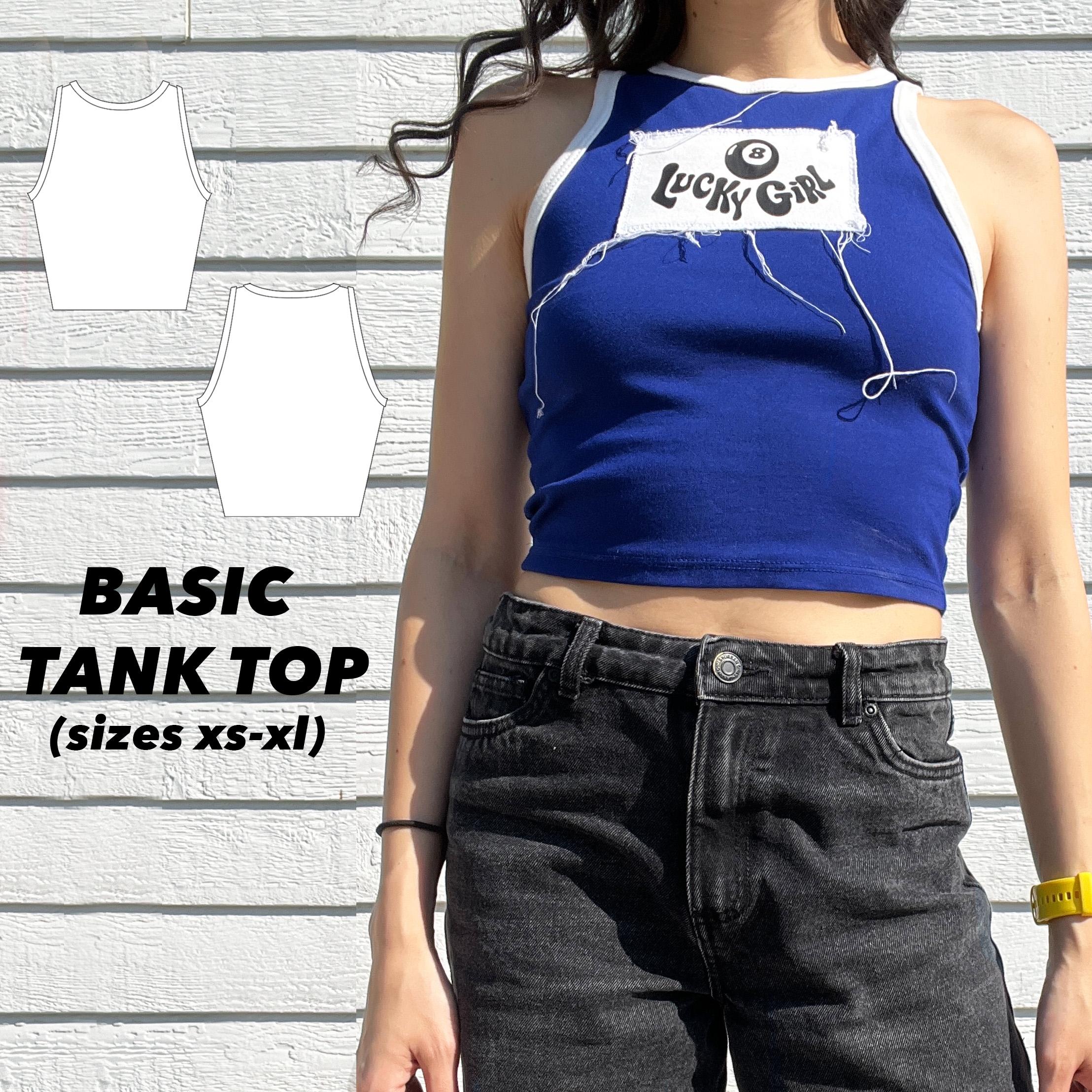 ベーシックなクロップタンクトップの縫製パターン：XS-XL（PDFパターン