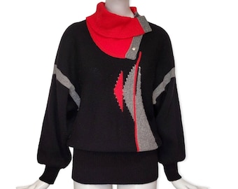 CLAUDE MONTANA (zugeschrieben) Vintage 1980er Wollstrickpullover