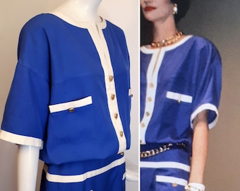 CHANEL BOUTIQUE Vintage S/S 1985 Blue Dress - Runway Piece