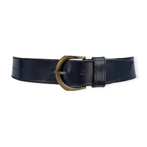 ANNE-MARIE BERETTA Vintage 1980s Navy Leather Belt