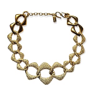 YVES SAINT LAURENT Vintage 1980s Rhinestones Gilt Metal Necklace