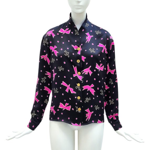EMANUEL UNGARO Vintage 1980s Matisse-inspired Silk Satin Blouse