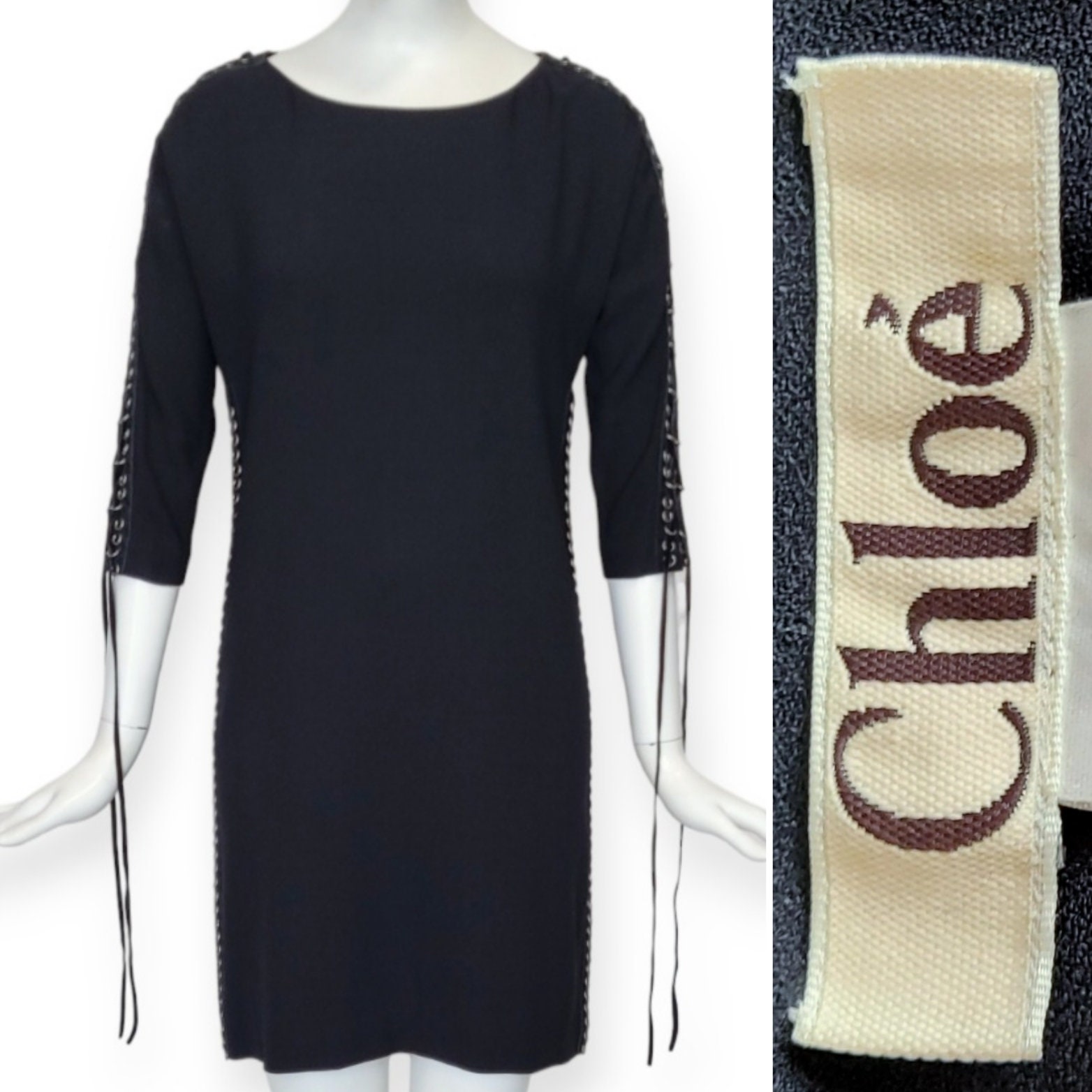 CHLOE Y2K jersey appliquéd dress M / vintage Stella McCartney era 2000s  chocolate brown jersey dress 38 8