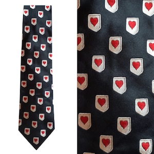 JEAN-CHARLES de CASTELBAJAC Vintage 1990er Ace of Hearts Seidenkrawatte