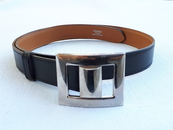 HERMES Paris Vintage Black Calfskin Leather Belt - image 10