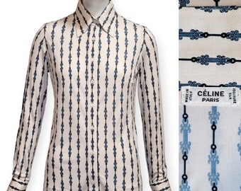CELINE Vintage 1970s Printed Silk Jersey Shirt