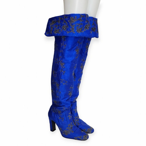 KENZO Vintage 1990s Embroidered Thigh High Boots