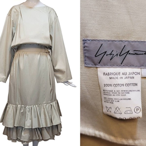 YOHJI YAMAMOTO Vintage S/S 1999 Beige Ruffled Coat Dress