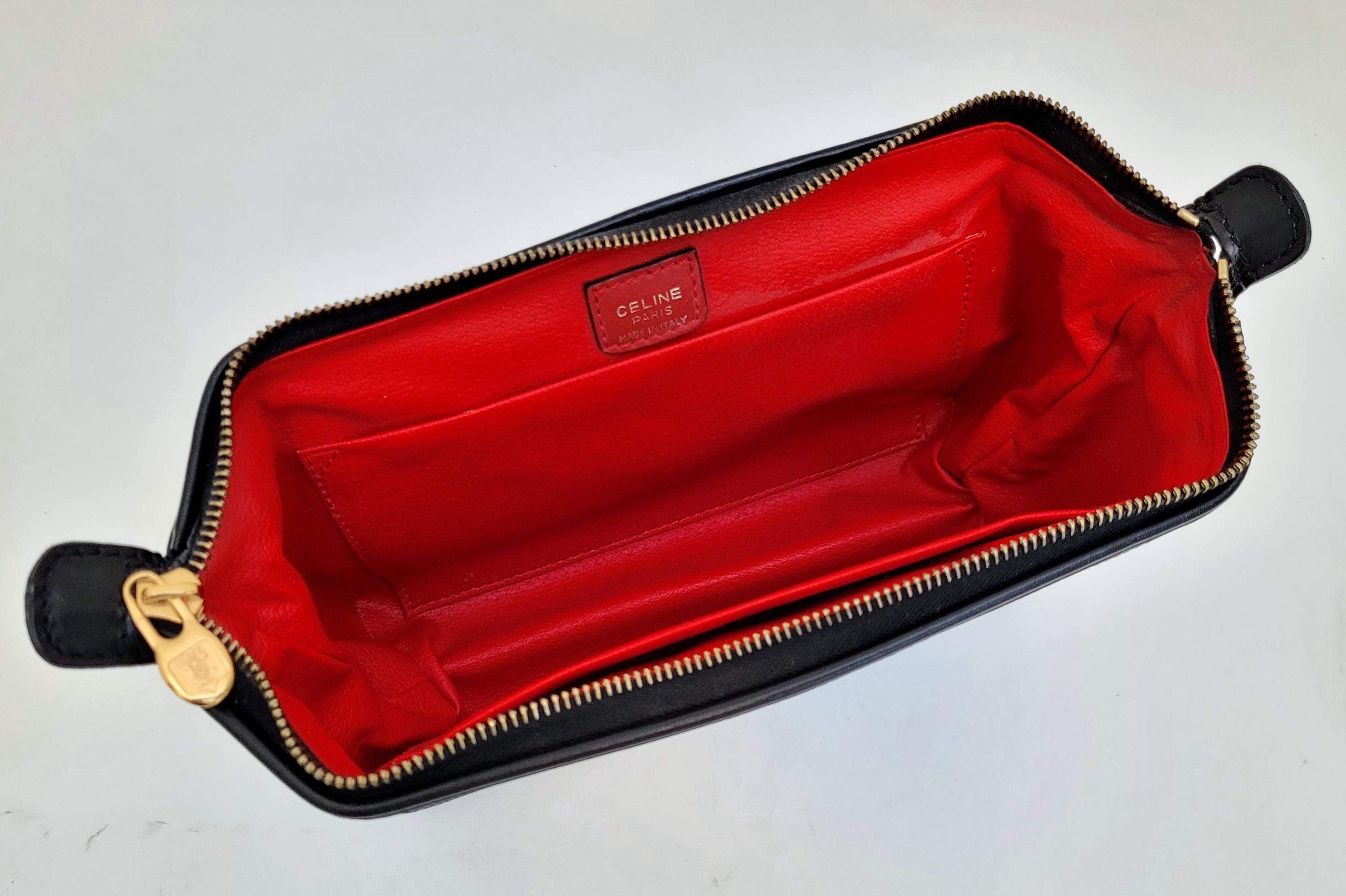 CELINE Vintage 1990 Black Leather Clutch Bag / Beauty Case - Etsy