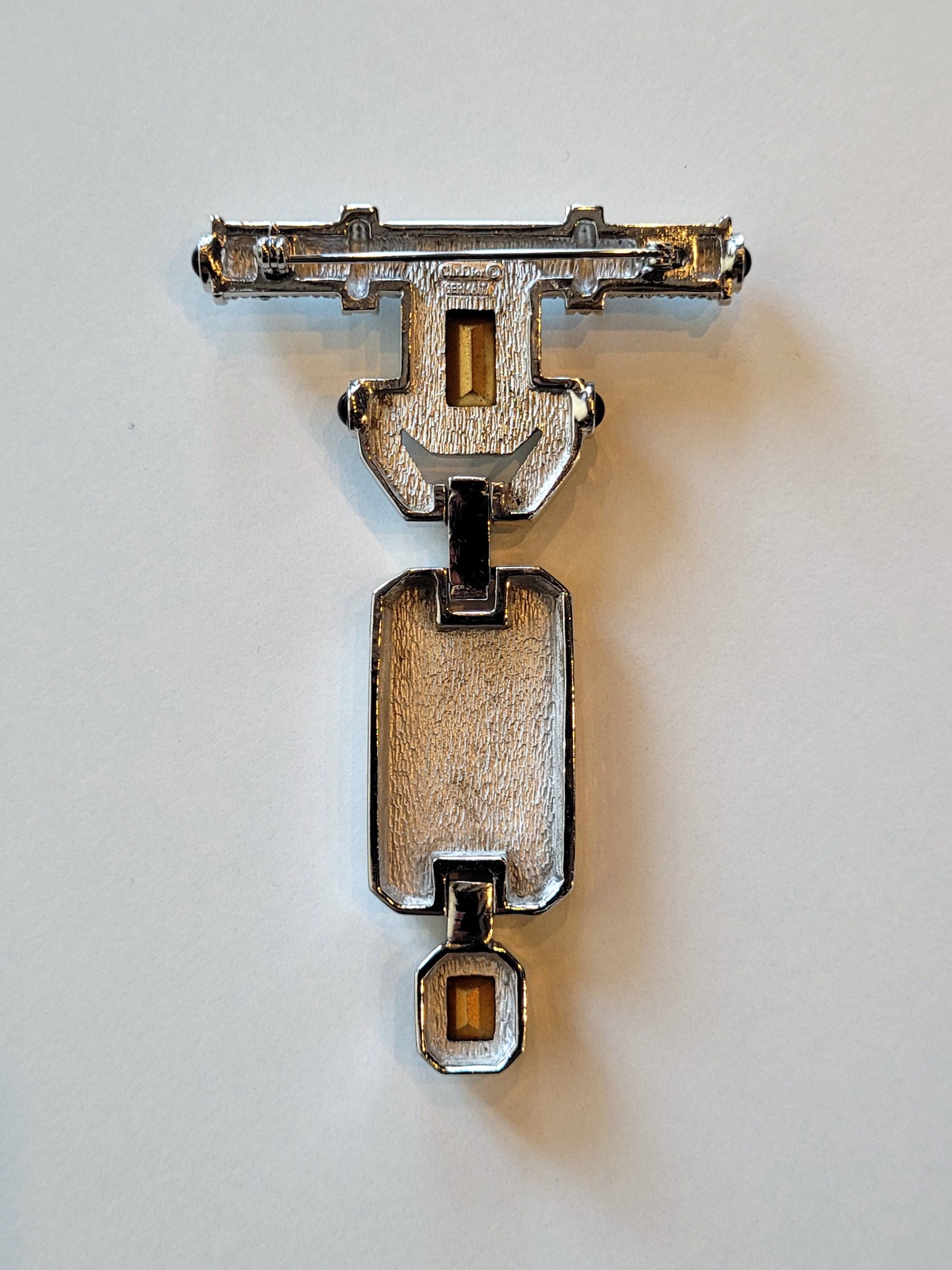 2SAM69 Christian Dior クリスチャン・ディオール ブローチ Vintage CHRISTIAN DIOR 1980's Gold Plated Rhinestone Logo