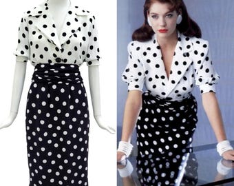 YVES SAINT LAURENT Vintage S/S 1986 Polkadot Dress