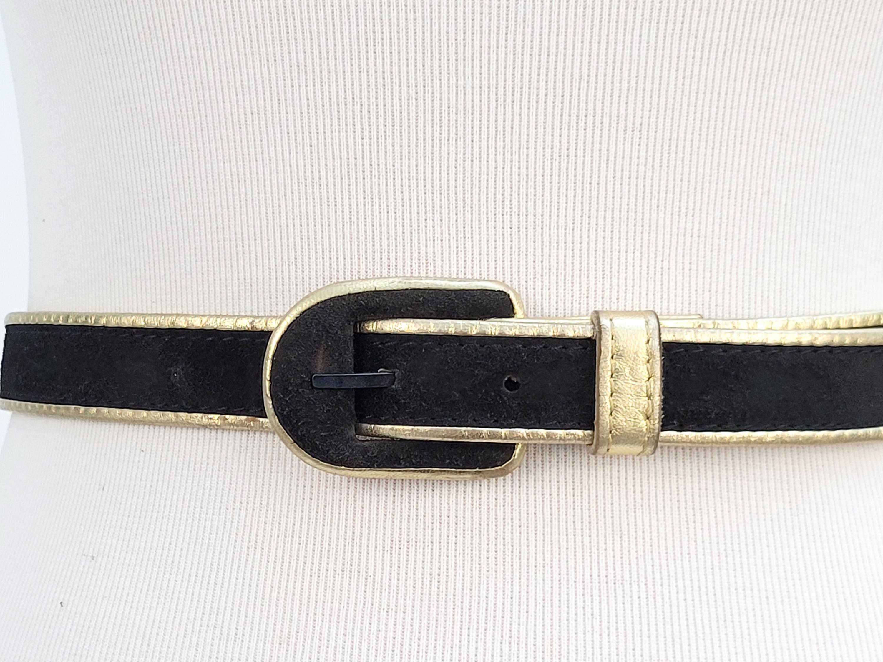 YVES SAINT LAURENT Vintage 1970s Brown Suede and Gold  display picture 3