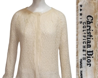Vintage 90s Christian Dior Sports Knit Cardigan Wool Jacket Large