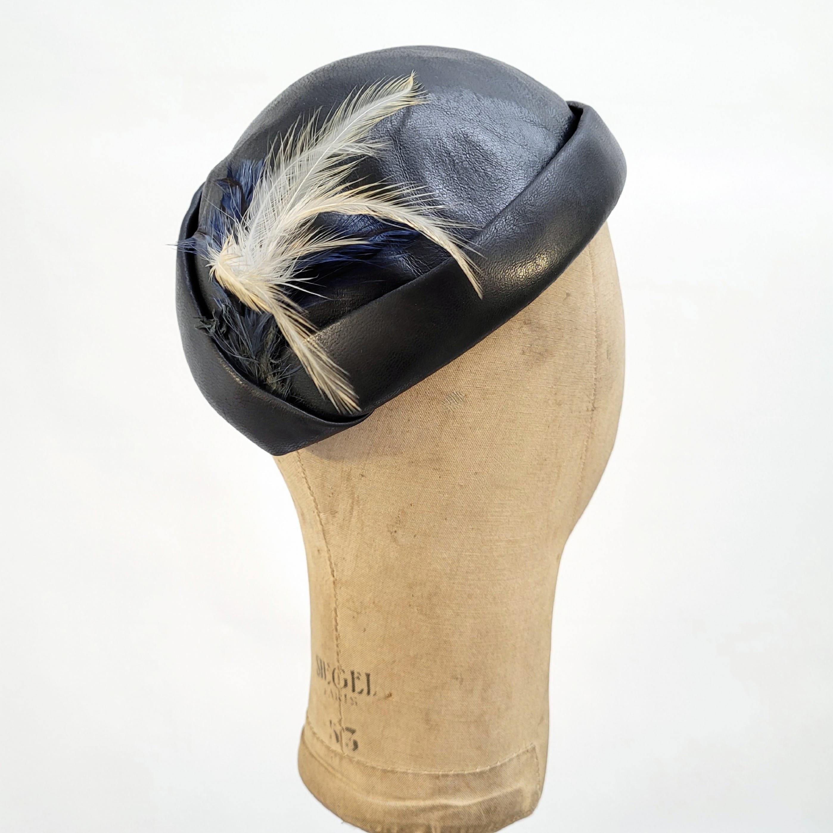 1960s 60s Vintage Black Face Framing All Feather Hat w/ Layered Sheer Netting Vintage Wide Brim Straw Hat With Feather, Picture Hat, 1960s  main image 2