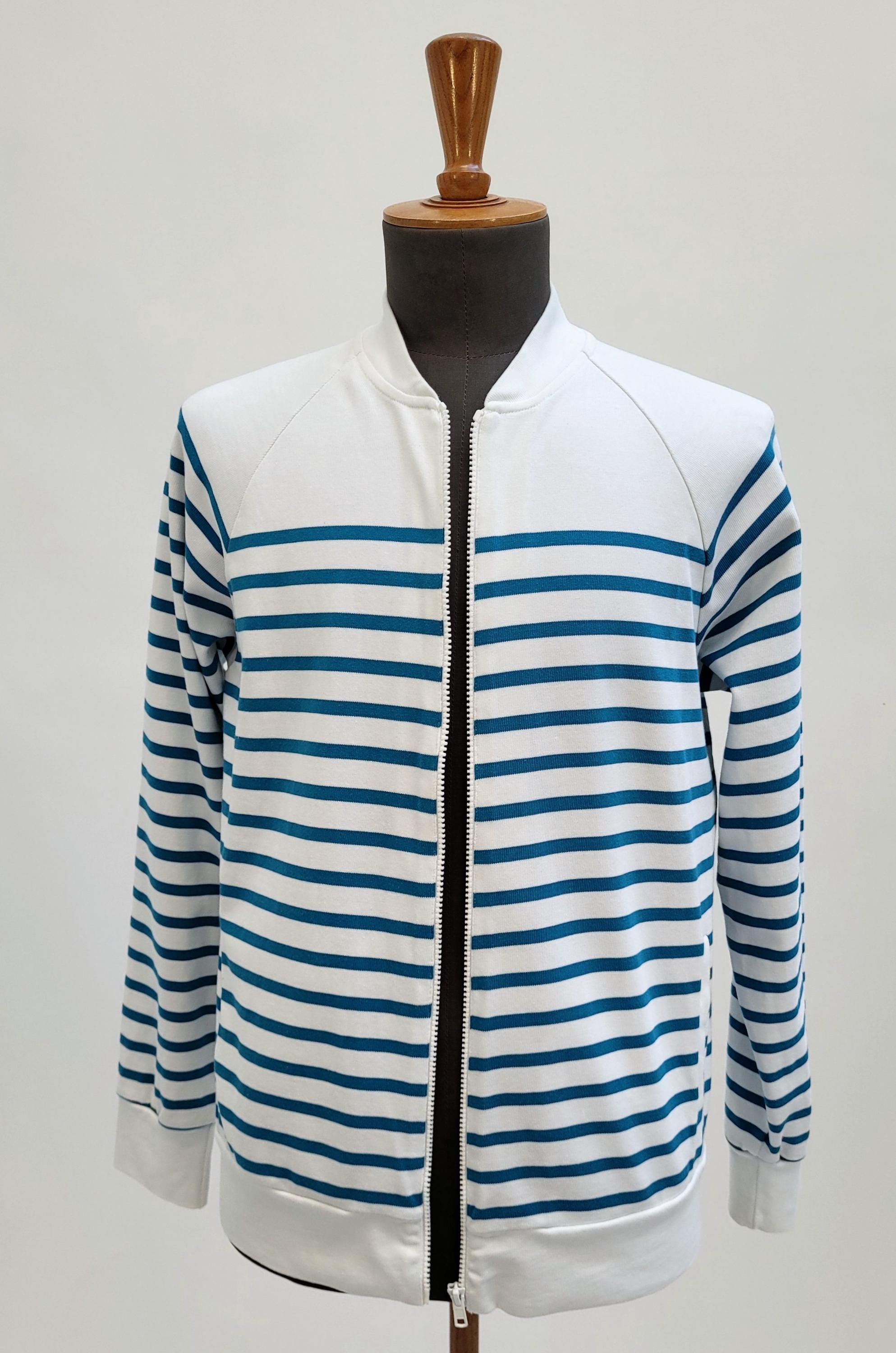 00s GAULTIER HOMME objetボーダーカットソーarchive JEAN PAUL GAULTIER Vintage 2000s Marinière Cotton Zipped Sweater