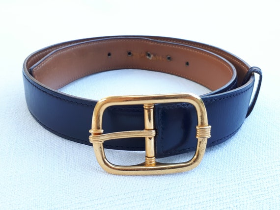 HERMES BELT Constance in Navy Blue and Red Leather Vintage 