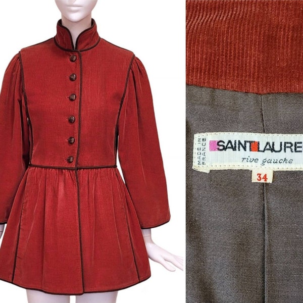 YVES SAINT LAURENT Giacca in velluto a coste russo vintage anni '70