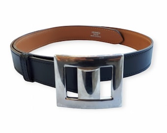 Vintage Vicenza Black Calfskin Leather Skinny Belt Size 30 