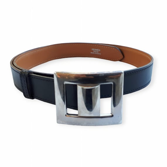 HERMES Paris Vintage Black Calfskin Leather Belt - image 1