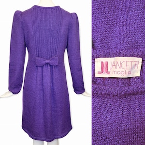 LANCETTI Maglia Vintage 1980s Purple Mohair Dress