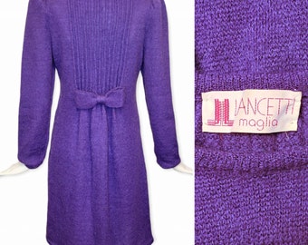 LANCETTI Maglia Vintage jaren 1980 paarse Mohair jurk