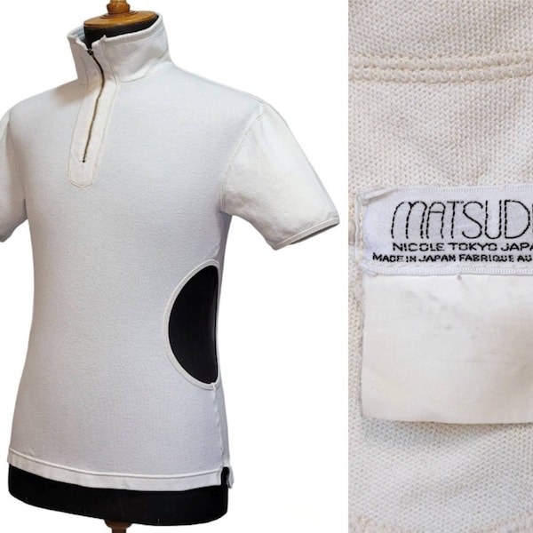 MATSUDA (NICOLE) Vintage 1980s Men's Cut-Out White Top