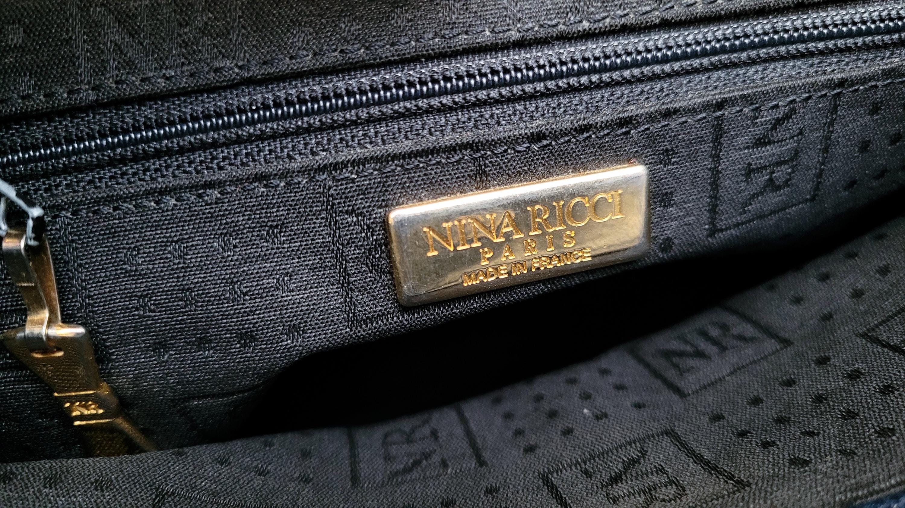 NINA RICCI ヴィンテージ 1990年代初頭 ネイビーレザーバッグ - Etsy 日本