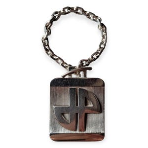 JEAN PATOU Vintage Silverplate JP Monogram Key Ring
