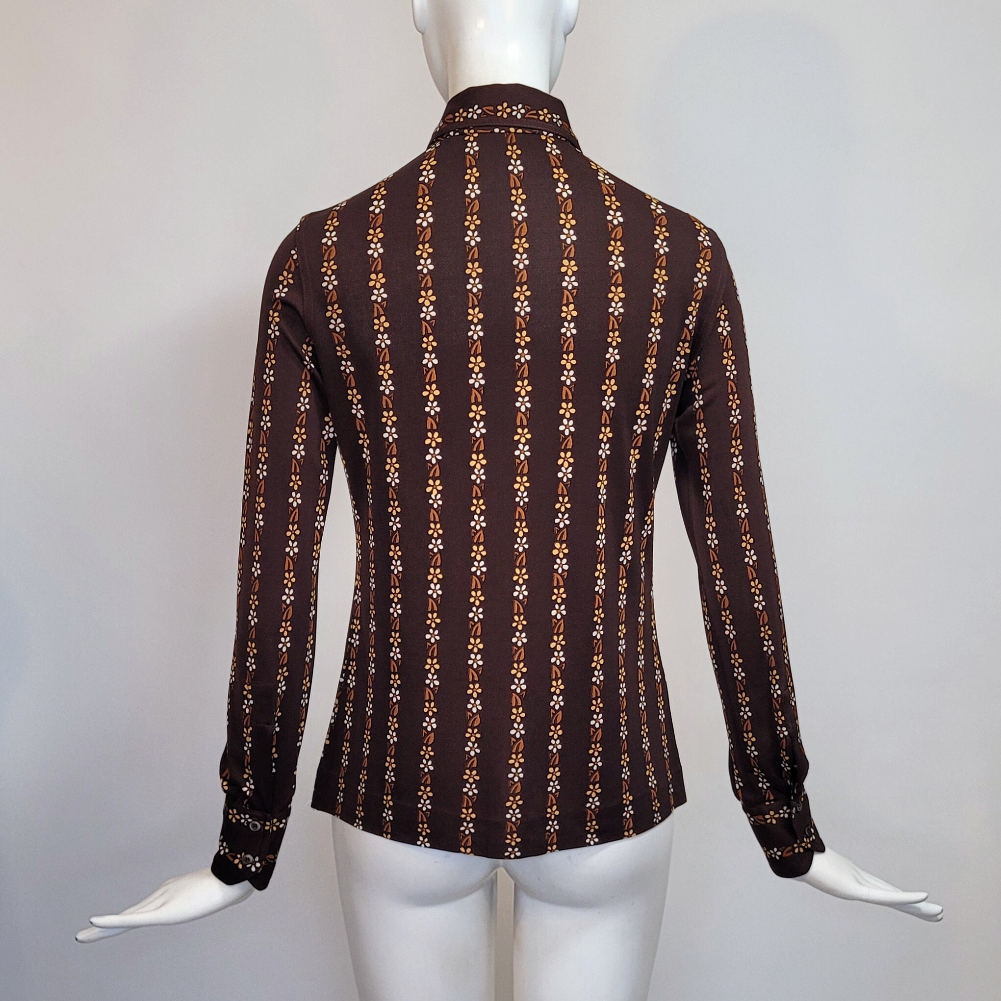 CELINE Vintage 1970s Printed Brown Shirt - Etsy