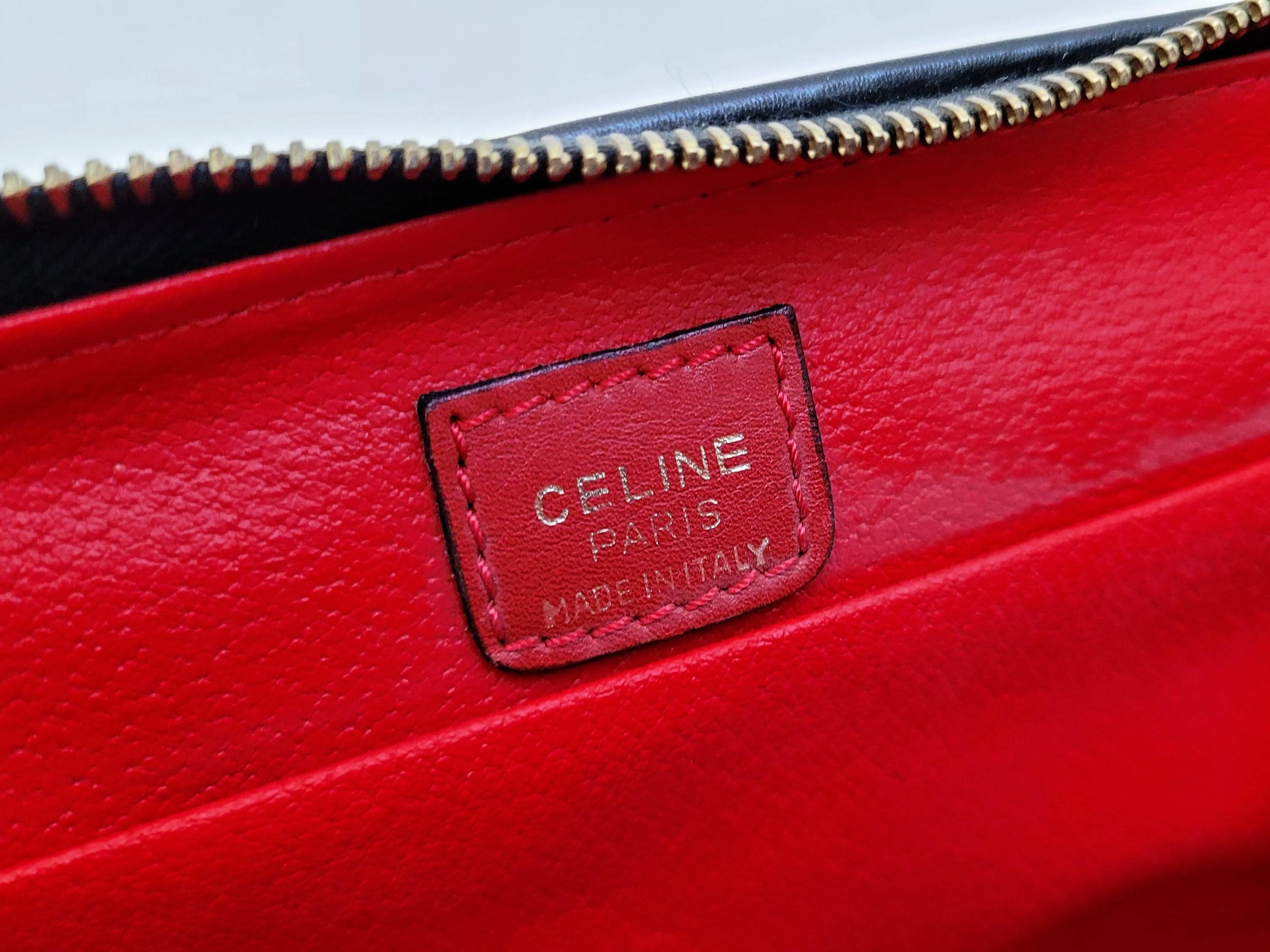 CELINE Vintage 1990 Black Leather Clutch Bag / Beauty Case - Etsy