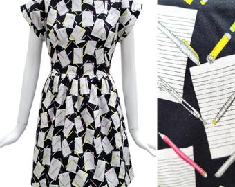OLYMPIA LE-TAN Vintage 2010s “Paper & Pen” Printed Cotton Dress