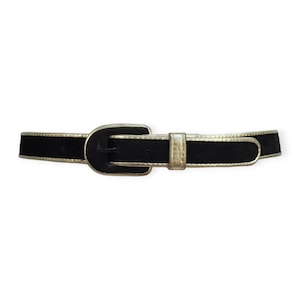 YVES SAINT LAURENT Vintage 1970s Brown Suede and Gold Leather Belt