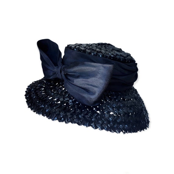 GIVENCHY HAUTE COUTURE Vintage 1960s Bow Straw Hat - image 1