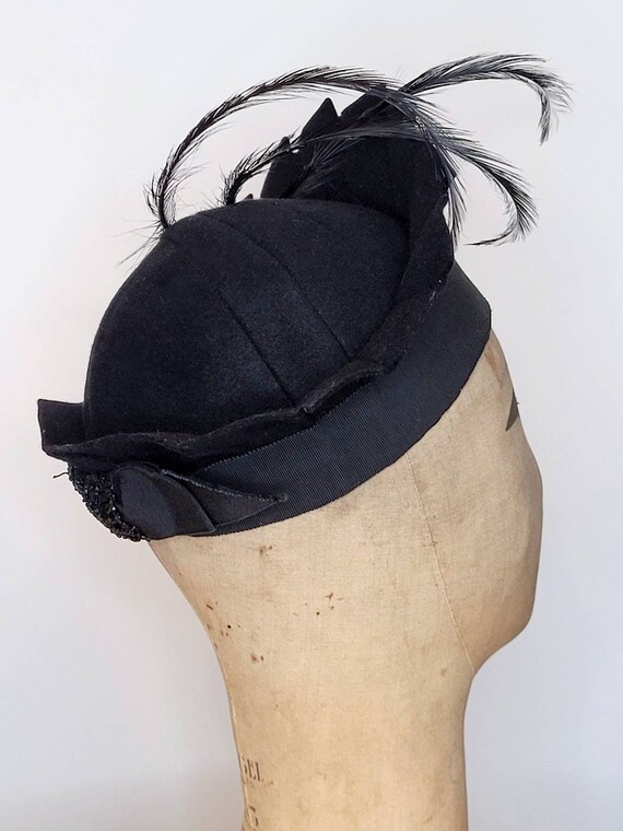 VINTAGE 1930s Feathered Wool Felt Hat - image 3