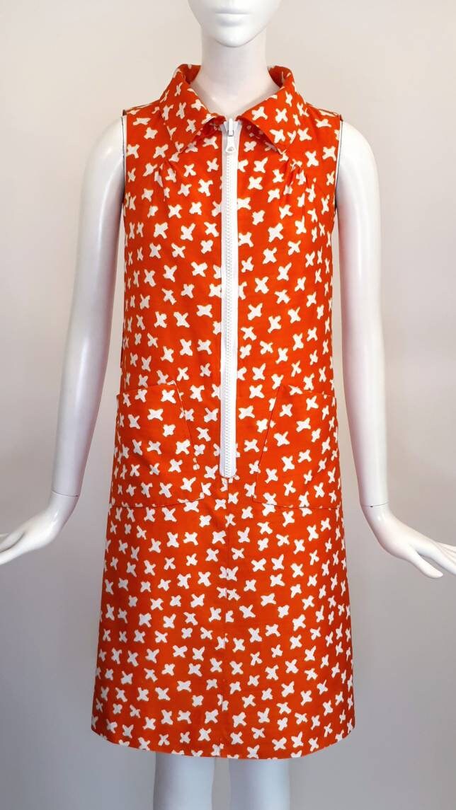 Courreges Red and Black Dress, Circa 1970s For Sale at 1stDibs