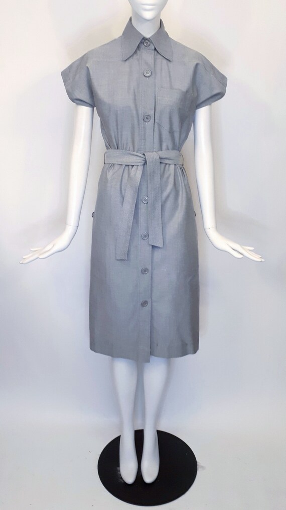 DANIEL HECHTER Vintage 1970s Chambray Shirt-Dress - image 2