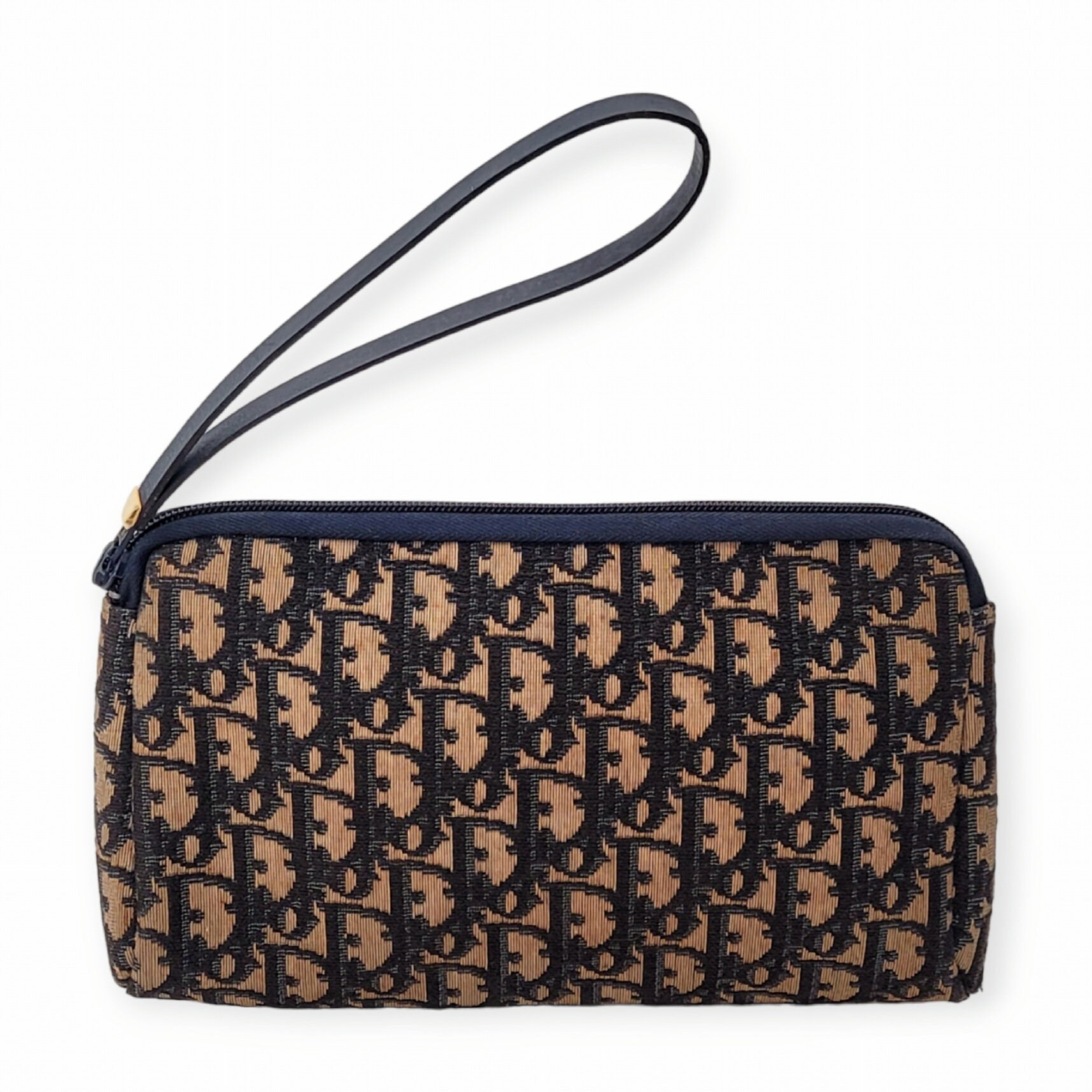 CHRISTIAN DIOR Vintage 1970s Blue Monogram Pouch Bag With Strap Etsy