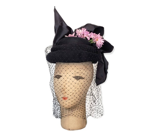 VINTAGE 1940s Wool Felt and Flowers Hat - Etsy display picture 3